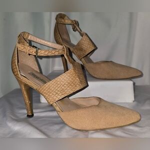 Steve Madden Heels Panya Leather & Suede Heels 4 Inches Size 8
